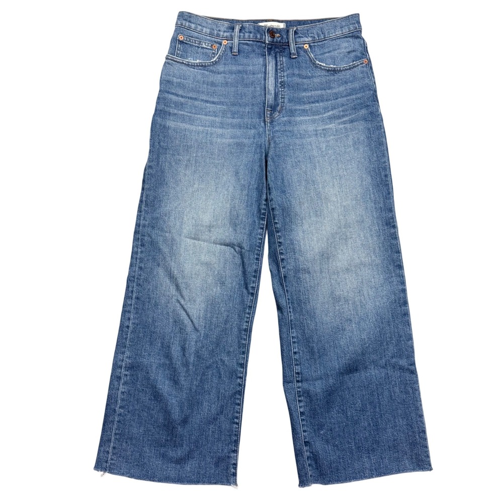 Madewell Tall Wide-Leg Crop Jeans Marsing Wash: Raw-Hem Edition High Rise Sz 29 - Picture 4 of 14
